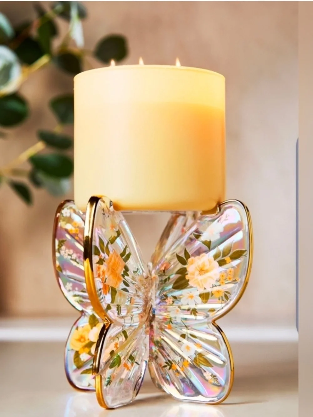 Bath & Body Works - Iridescent Butterfly Glass Candle Holder